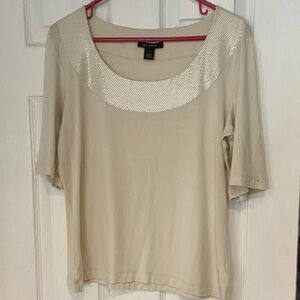 St. John Cream Short Sleeve Top